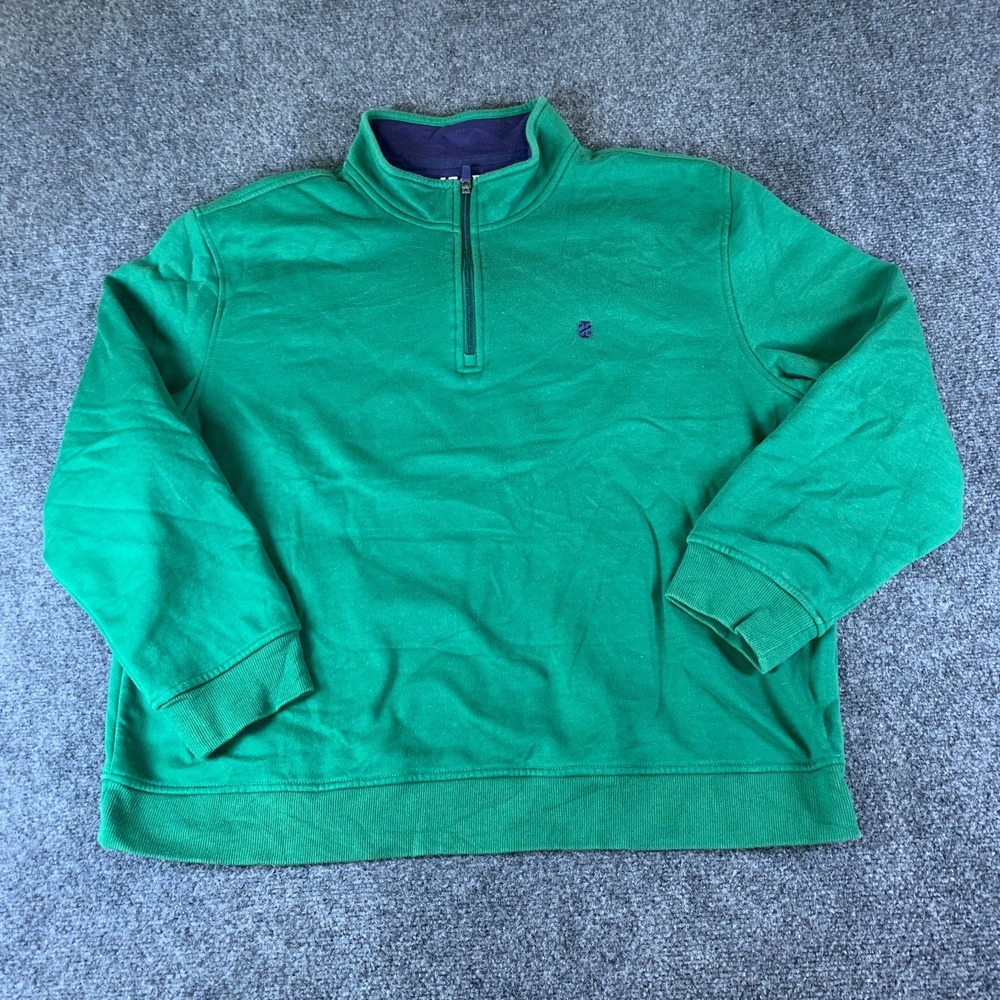 Izod Advantage Performance Sweatshirt Mens 2XL Green Fleece Lined Quarter Zip